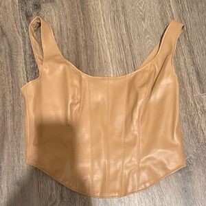 Abercrombie & Fitch Camel faux leather Crop Top